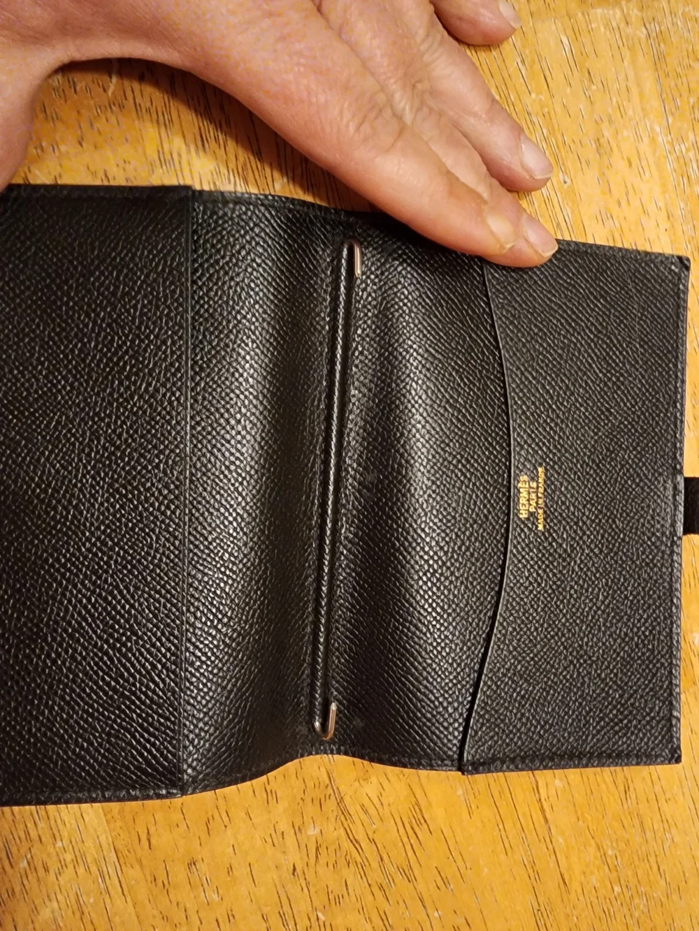 black leather Hermès agenda cover With COA